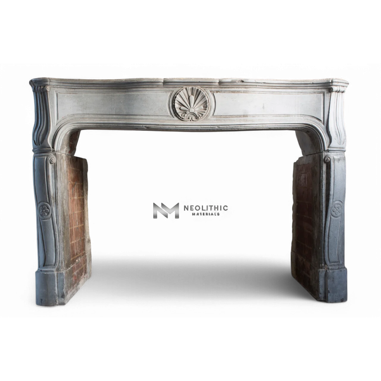 Antique Limestone de Besancon Fireplace Mantel Louis XV Style